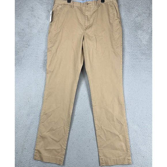 Polo Ralph Lauren Mens Chino Pants 40TX38 Tall‎ Tan Khaki Flat Front Stretch NEW - Picture 1 of 11